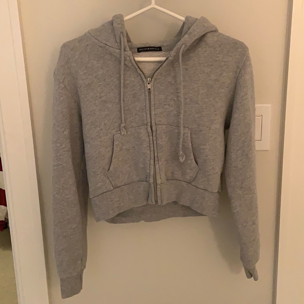 Grey Brandy Melville cropped sweatshirt